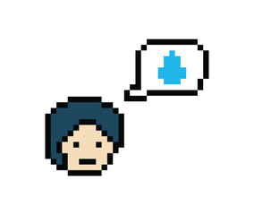 Pixel cartoon 8bit character man sad tired mood stress sick unhappy feel decoration 8 bit male boy bored feel with isolated PNG vector.