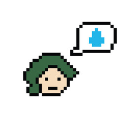 Obraz premium Pixel cartoon 8bit character lady woman sad tired mood stress sick unhappy feel decoration 8 bit female girl bored feel with isolated PNG vector.