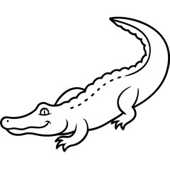 An alligator swimming with rough skin texture. 