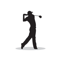golfer silhouette on white background