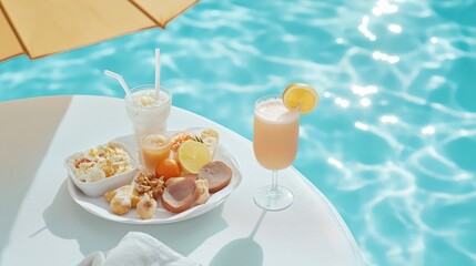 Poolside bliss: Refreshing cocktails and a light bite.
