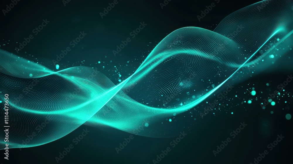 Poster abstract neon waves in vibrant colors with smooth flowing patterns and dynamic light effects