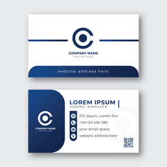 A modern blue corporate business card