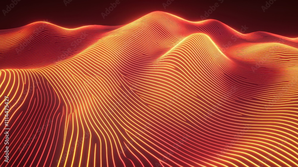 Poster vibrant neon abstract design with smooth waves and dynamic patterns for creative projects
