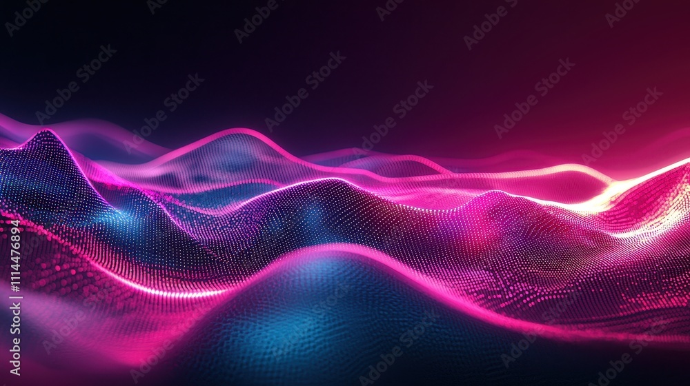 Poster vibrant neon abstract design with smooth flowing waves and dynamic light effects