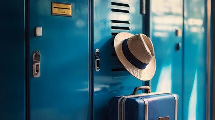 Exploring the vibrant charm of travel and leisure with vintage luggage and classic school lockers