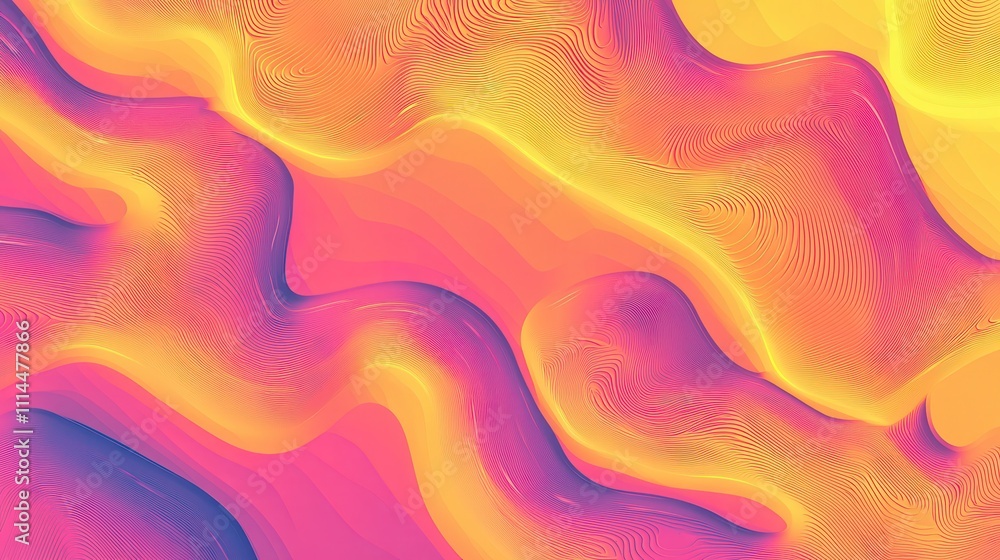 Poster vibrant neon abstract design with smooth wavy patterns in bright colors