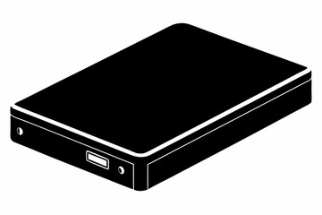 Fototapeta premium External SSD silhouette black vector illustration and white background