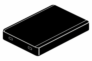 External SSD silhouette black vector illustration and white background
