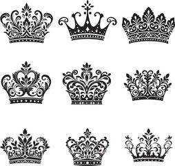 Beautiful Crown , silhouette vector style and white background.