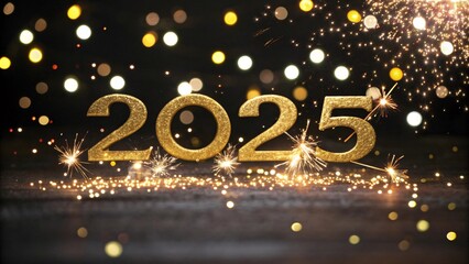 New Year's Eve 2025 Celebration with Sparkling Fireworks and Bokeh V3