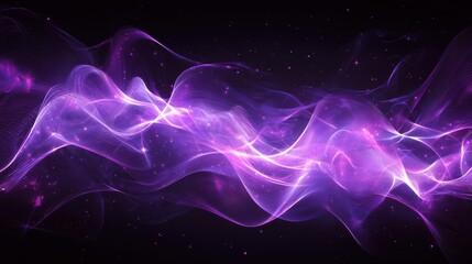 Obraz premium Vibrant Neon Abstract Design with Smooth Flowing Waves in Purple and Black Background