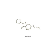Etozolin flat skeletal molecular structure Loop diuretic drug used in hypertension treatment. Vector illustration scientific diagram.