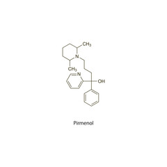 Pirmenol flat skeletal molecular structure antihyperlipidemic drug used in hyperlipidemia treatment. Vector illustration scientific diagram.
