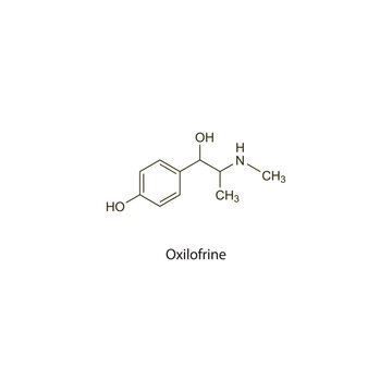 Oxilofrine flat skeletal molecular structure sympathomimetic drug used in hypotension treatment. Vector illustration scientific diagram.