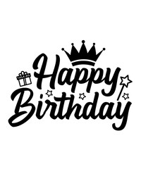 Obraz premium Happy Birthday typography design on plain white transparent isolated background for card, shirt, hoodie, sweatshirt, apparel, tag, mug, icon, poster or badge