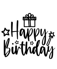 Happy Birthday typography design on plain white transparent isolated background for card, shirt, hoodie, sweatshirt, apparel, tag, mug, icon, poster or badge