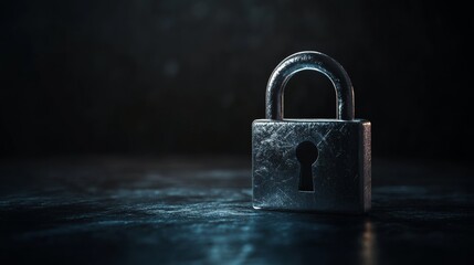 Fototapeta premium closed padlock on dark blue background