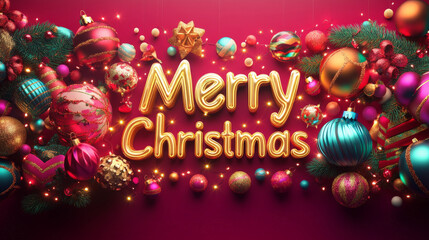 A vibrant Merry Christmas graphic design featuring