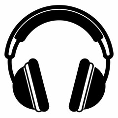 Headphones silhouette black vector illustration and white background