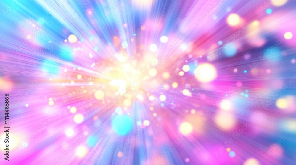 Poster colorful abstract background with rays and blurry bokeh effect