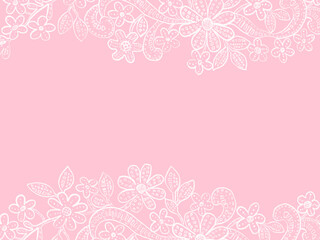  Pink background with hand-drawn floral pattern