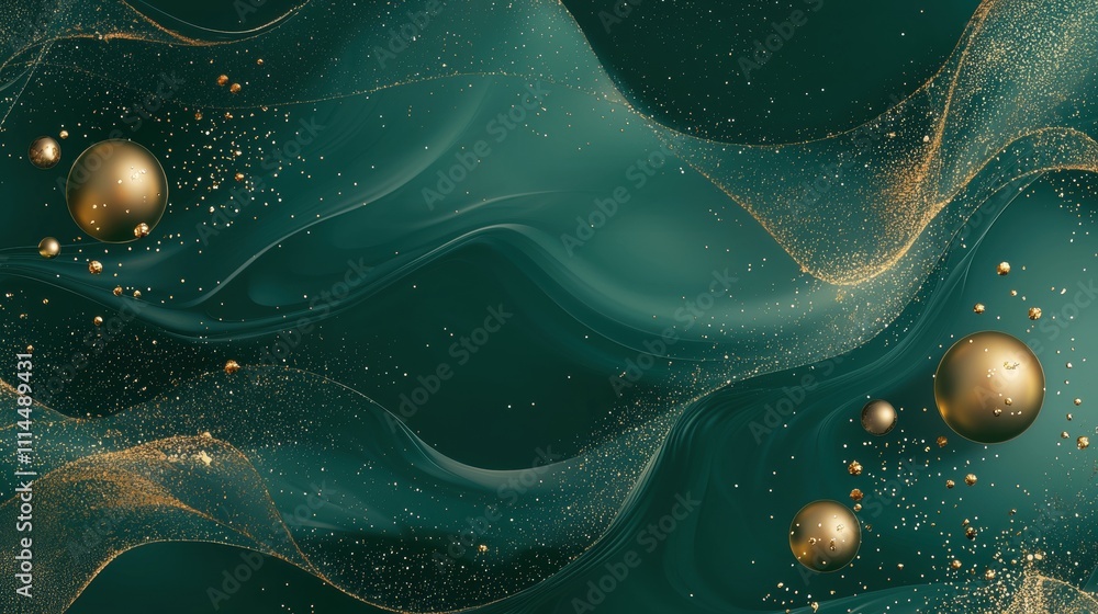 Aufkleber enchanting abstract forest backdrop with fluid shapes and golden elements