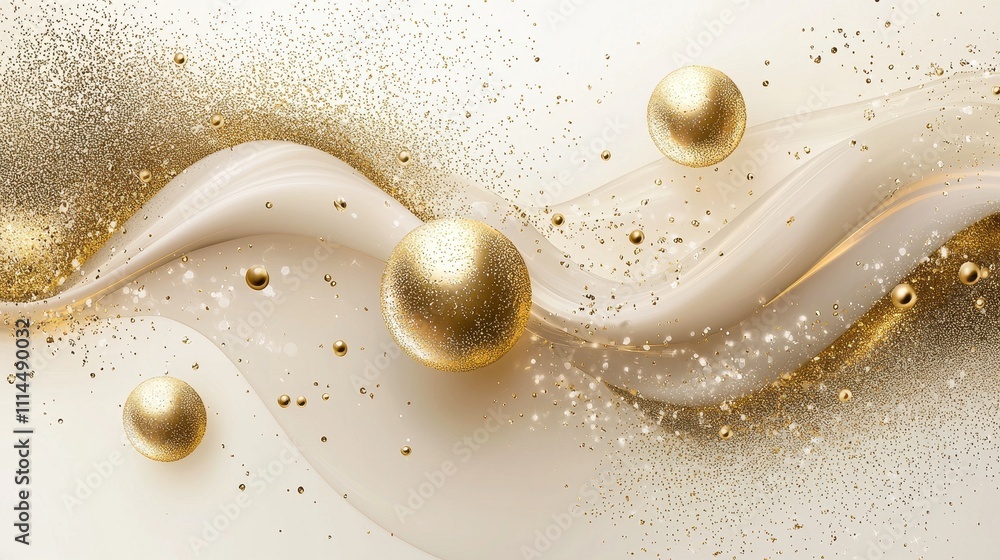 Poster enchanting abstract backdrop with golden elements and smooth flowing textures