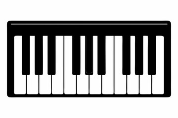 Fototapeta premium Piano Keyboard silhouette black vector illustration and white background