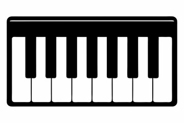 Naklejka premium Piano Keyboard silhouette black vector illustration and white background