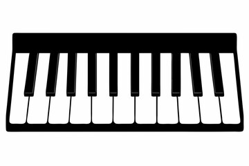 Fototapeta premium Piano Keyboard silhouette black vector illustration and white background