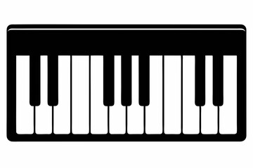 Piano Keyboard silhouette black vector illustration and white background