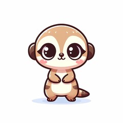 Obraz premium Chibi Meerkat Illustration in Flat Style on White Background