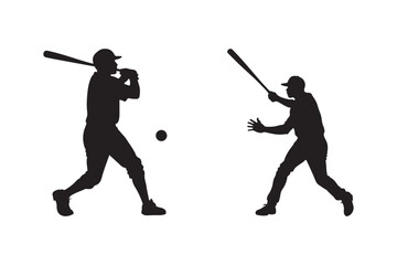 Dynamic Baseball Player Silhouette Vector Illustration for Sports Designs