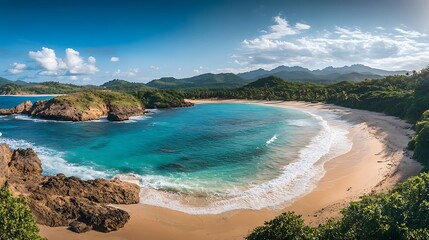 Obraz premium Secluded Tropical Beach Cove With Turquoise Waters