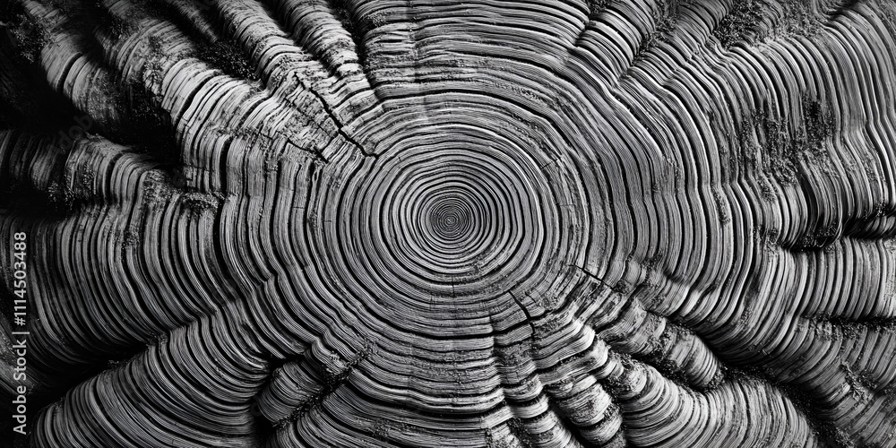 Aufkleber tree rings: a mesmerizing close-up of a tree trunk's cross-section, revealing a captivating pattern 