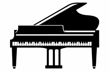 Piano silhouette black vector illustration and white background
