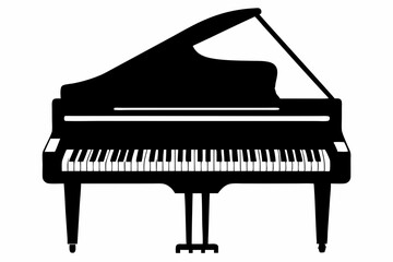 Piano silhouette black vector illustration and white background