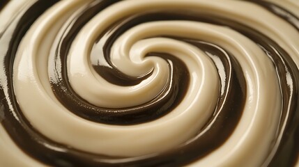 Swirling Cream Texture Beige and Brown Abstract Food Background