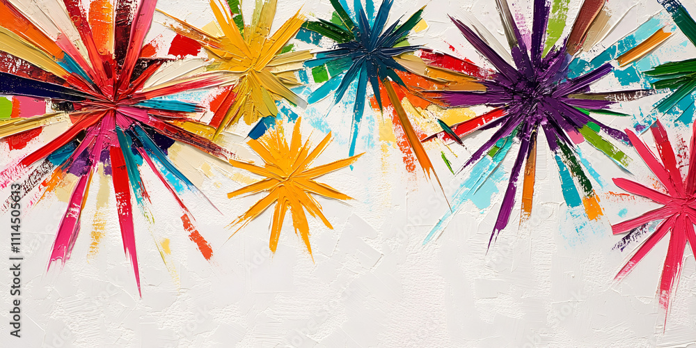 Poster abstract burst of color: a vibrant and dynamic explosion of color, featuring abstract starburst shap