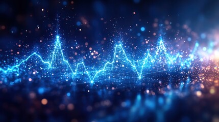 Fototapeta premium Abstract glowing blue data wave.