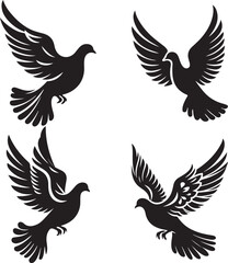 Obraz premium Isolated black silhouette bird vector image