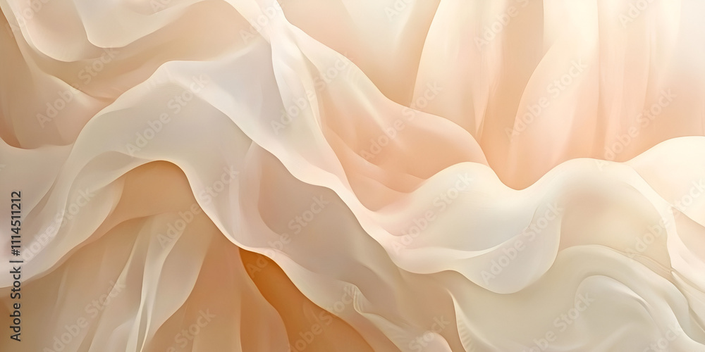 Poster peach chiffon drape: a luxurious, flowing peach chiffon fabric creates a captivating abstract image.