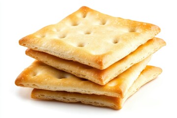 Fototapeta premium Set of Saltine crackers isolated in white background