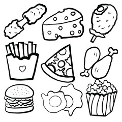 Set of drawing lines for a foods , lines art