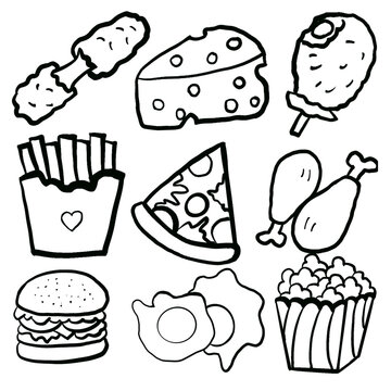 Set of drawing lines for a foods , lines art