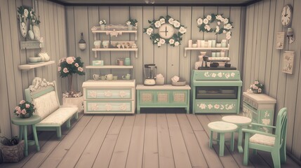 Charming Rustic Cottage Style Coffee Shop Interior Design