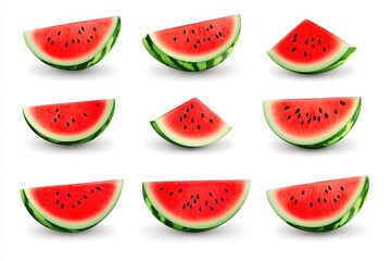 Naklejka premium Set of watermelon slices isolated in white background