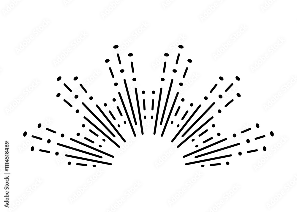 Poster sunburst firework explosion. retro hand drawn sparkle. bursting or light rays, linear drawing. vecto