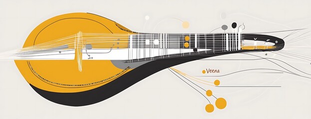 An illustration of a veena musical instrument in a minimal